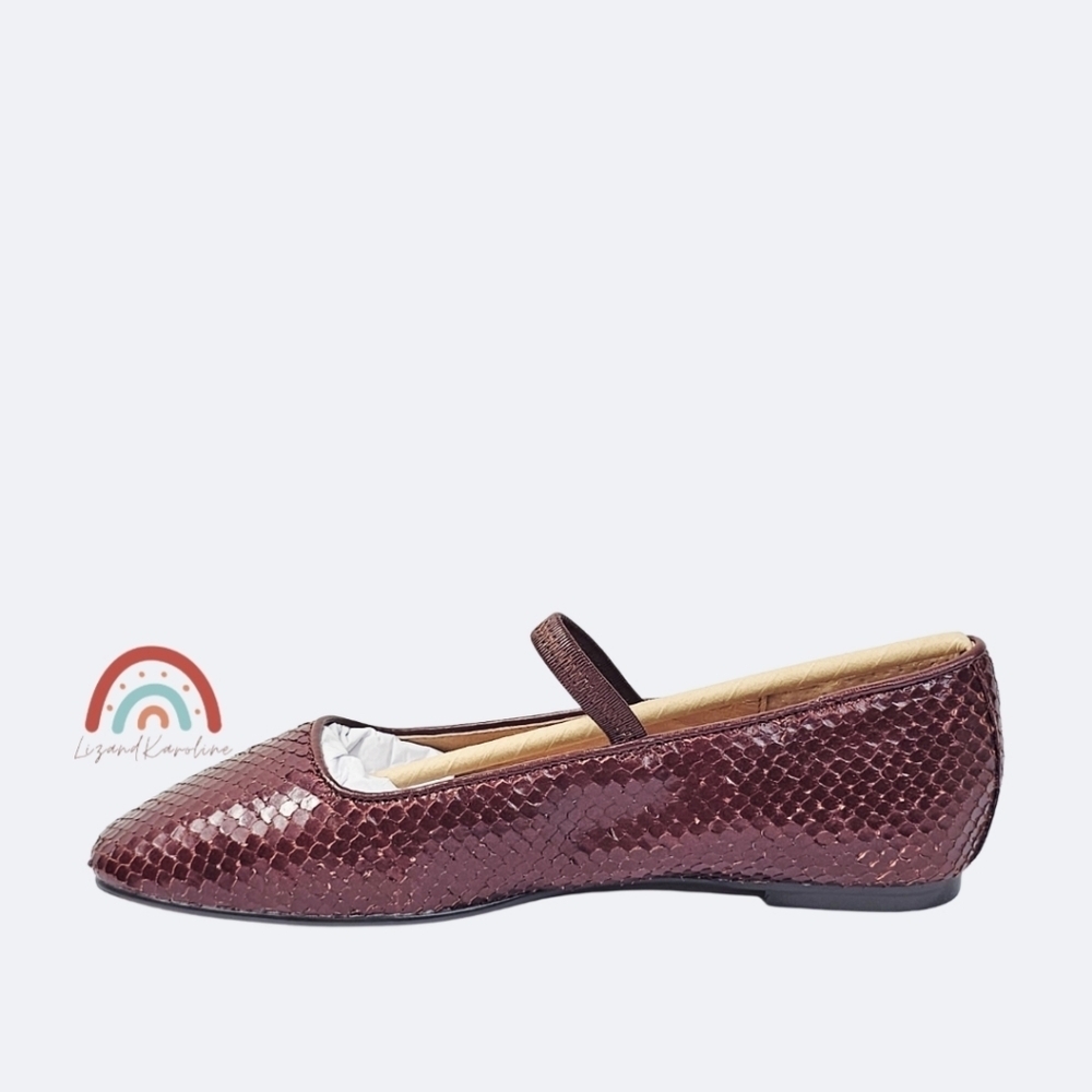 New! Madewell The Greta Ballet Flat in Leather Stained Rosewood Snakeskin 6.5 - Picture 6 of 16